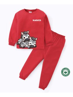 BLUSHES - Unisex Full Sleeves Zebras Printed Sweatshirt with Joggers (Set of 2)