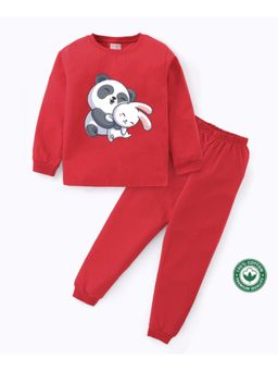 BLUSHES - Unisex Full Sleeves Panda & Rabbit Printed Sweatshirt with Joggers (Set of 2)