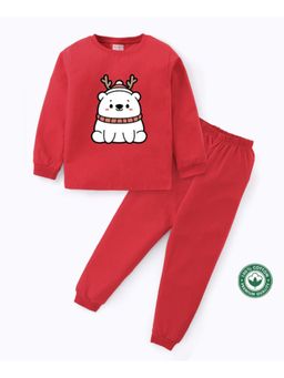 BLUSHES - Unisex Baby Polar Bear Printed Sweatshirt with Joggers (Set of 2)