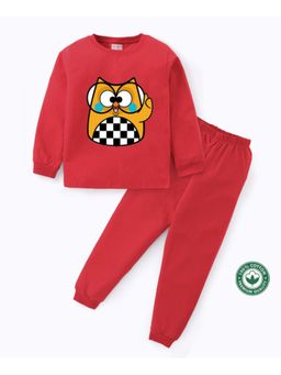 BLUSHES - Unisex Full Sleeves Owl Printed Sweatshirt with Joggers (Set of 2)