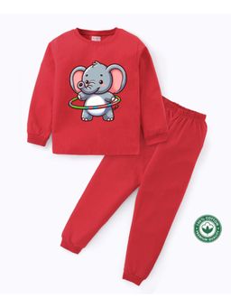 BLUSHES - Unisex Full Sleeves Elephant Printed Sweatshirt with Joggers (Set of 2)