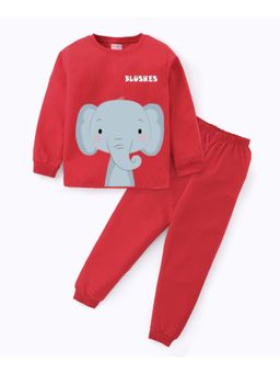 BLUSHES - Unisex Full Sleeves Placement Printed Sweatshirt with Joggers (Set of 2)