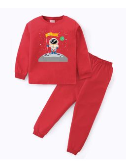 BLUSHES - Unisex Full Sleeves Placement Printed Sweatshirt with Joggers (Set of 2)