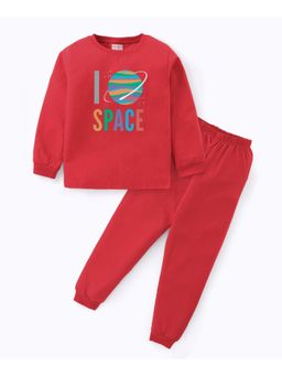 BLUSHES - Unisex Full Sleeves Placement Printed Sweatshirt with Joggers (Set of 2)