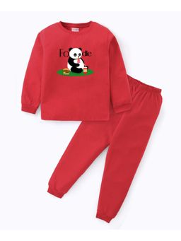 BLUSHES - Unisex Full Sleeves Raccoon Printed Sweatshirt with Joggers (Set of 2)