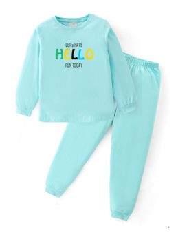 BLUSHES - Cotton Full Sleeves Lets Have Fun Printed Sweatshirt with Joggers (Set of 2)