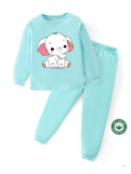 BLUSHES - Unisex Full Sleeves Elephant Printed Sweatshirt with Joggers (Set of 2)