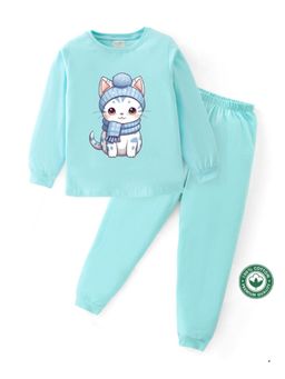 BLUSHES - Unisex Full Sleeves Cat Printed Sweatshirt with Joggers (Set of 2)