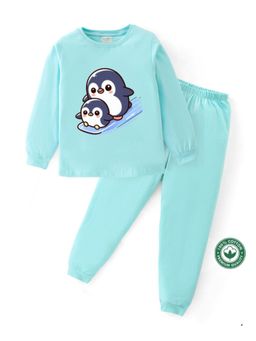 BLUSHES - Unisex Full Sleeves Penguin Printed Sweatshirt with Joggers (Set of 2)
