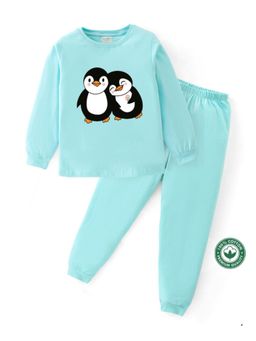 BLUSHES - Unisex Full Sleeves Penguins Printed Sweatshirt with Joggers (Set of 2)