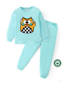 BLUSHES - Unisex Full Sleeves Owl Printed Sweatshirt with Joggers (Set of 2)