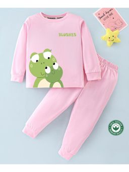 BLUSHES - Unisex Full Sleeves Frogs Printed Sweatshirt with Joggers (Set of 2)