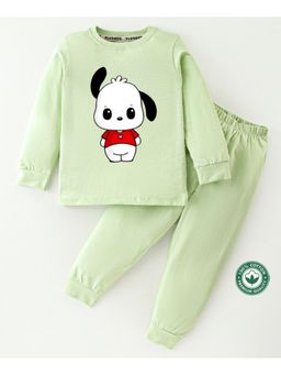 BLUSHES - Unisex Full Sleeves Cute Puppy Printed Sweatshirt with Joggers (Set of 2)