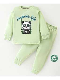 BLUSHES - Unisex Full Sleeves Panda Printed Sweatshirt with Joggers (Set of 2)