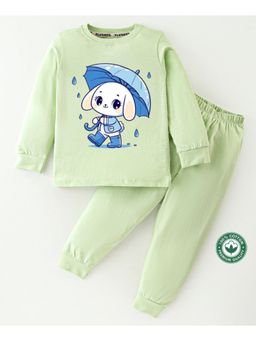 BLUSHES - Unisex Full Sleeves Cute Rabbit Printed Sweatshirt with Joggers (Set of 2)