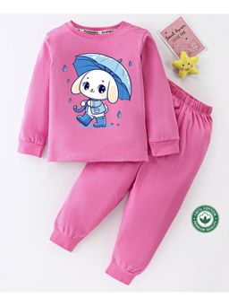 BLUSHES - Unisex Full Sleeves Cute Rabbit Printed Sweatshirt with Joggers (Set of 2)