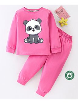 BLUSHES - Unisex Full Sleeves Baby Panda Printed Sweatshirt with Joggers (Set of 2)
