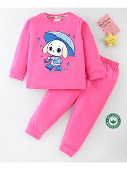 BLUSHES - Unisex Full Sleeves Cute Rabbit Printed Sweatshirt with Joggers (Set of 2)