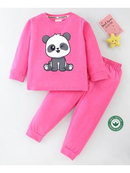 BLUSHES - Unisex Full Sleeves Baby Panda Printed Sweatshirt with Joggers (Set of 2)