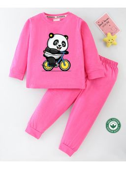 BLUSHES - Unisex Full Sleeves Panda Printed Sweatshirt with Joggers (Set of 2)