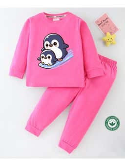 BLUSHES - Unisex Full Sleeves Penguins Printed Sweatshirt with Joggers (Set of 2)