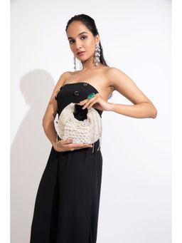 Modarta By Kamakshi - Silver Designer Party Wear Luxury Pearl Wedding Sling Bag
