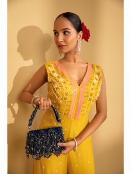 Modarta By Kamakshi - Navy Blue Beaded Party Handbag with Elegant Design