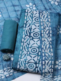 MEENA BAZAAR - Green Cotton Unstitched Top With Bottom & Dupatta