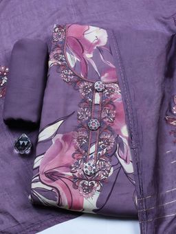 MEENA BAZAAR - Mauve Muslin Unstitched Top With Bottom & Dupatta