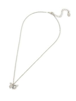 Accessorize London - Women'S Silver Butterfly Pave Pendant Necklace