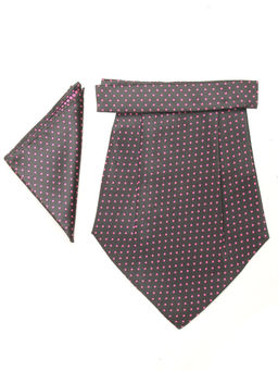 CAZZANO - Men Black Polka Dot Pocket Square with Cravat