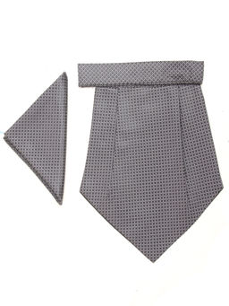 CAZZANO - Men Grey Embroidered Pocket Square with Cravat
