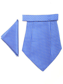 CAZZANO - Men Blue Polka Dot Pocket Square with Cravat