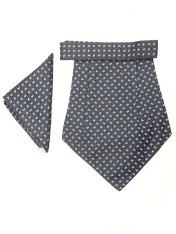 CAZZANO - Men Black Paisley Pocket Square with Cravat