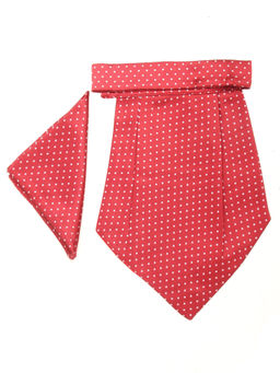 CAZZANO - Men Red Polka Print Pocket Square with Cravat