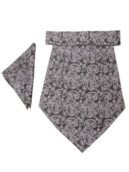CAZZANO - Men Grey Paisley Pocket Square with Cravat