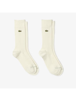 Lacoste - Men White Ribbed Socks (Pack Of 2)
