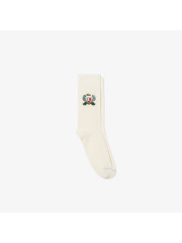 Lacoste - Men White Jacquard Shield Accent Socks