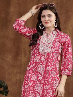 Nayam by lakshita - Pink Embroidered Shirt Collar Tunic