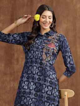 Nayam by lakshita - Embroidered Printed Tunic with Palazzo (Set of 2)