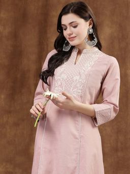 Nayam by lakshita - Pink Embroidered Kurta with Pant (Set of 2)