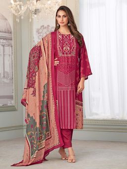 SPRAHA - Anvesha Pink Muslin Printed Kurta with Pant and Dupatta (Set of 3)