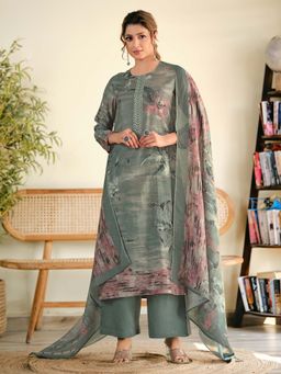 SPRAHA - Asmita Green Muslin Printed Kurta with Pant and Dupatta (Set of 3)