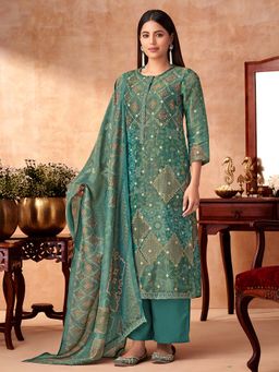 SPRAHA - Haniya Rama Printed Kurta with Palazzo and Dupatta (Set of 3)