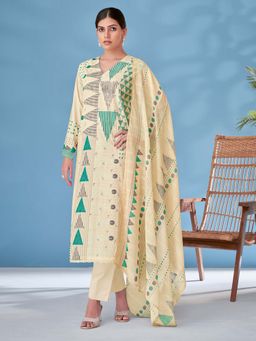 SPRAHA - Sajal Green Printed Kurta with Pant and Dupatta (Set of 3)