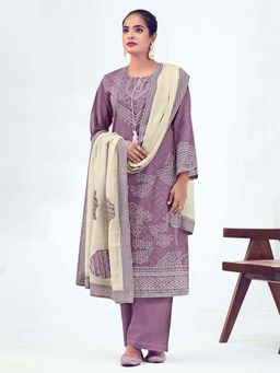 SPRAHA - Vrinda Purple Cotton Printed Kurta with Pant and Dupatta (Set of 3)