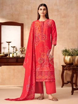 SPRAHA - Vrishti Red Printed Kurta with Pant and Dupatta (Set of 3)