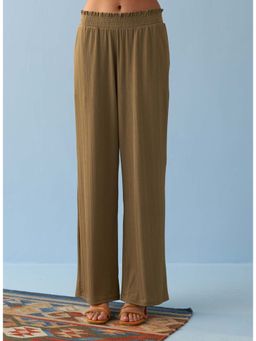 Lakshita - Green Straight Fit Palazzo With Smocking Waist Band