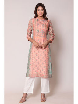 Zari Jaipur - Peach Printed Kurta