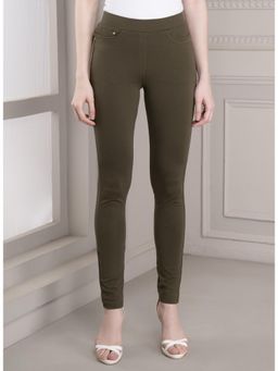 Lakshita - Skin-fit Mehndi Green Ankle-length Jeggings